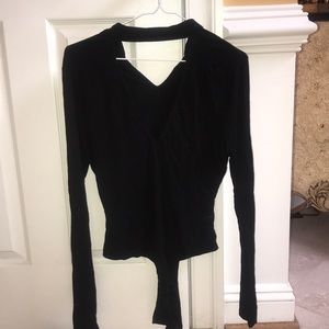 Black Open V Neck Body Suit Sz M